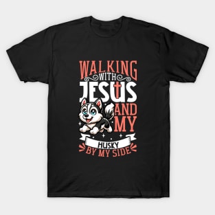 Jesus and dog - Siberian Husky T-Shirt